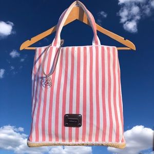 Saldarini 1882 striped cotton tote bucket bag